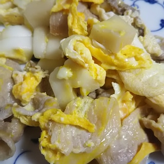 豚肉と白はんぺんの卵炒め(^^)